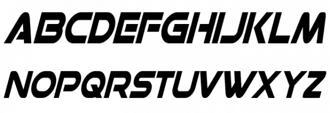 Datacron Condensed Italic Schriftart Groß
