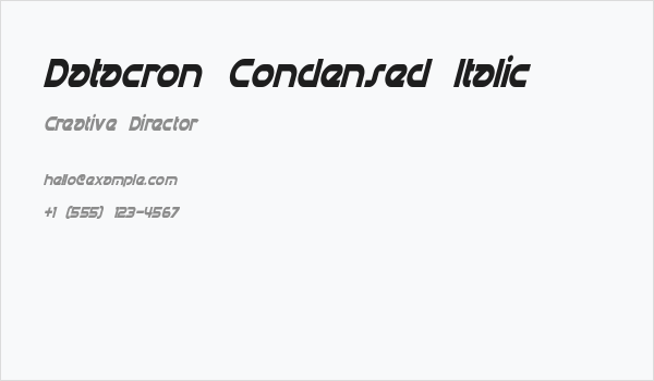 Datacron Condensed Italic Business Card