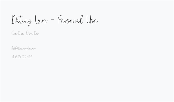 Dating Love - Personal Use Business Card