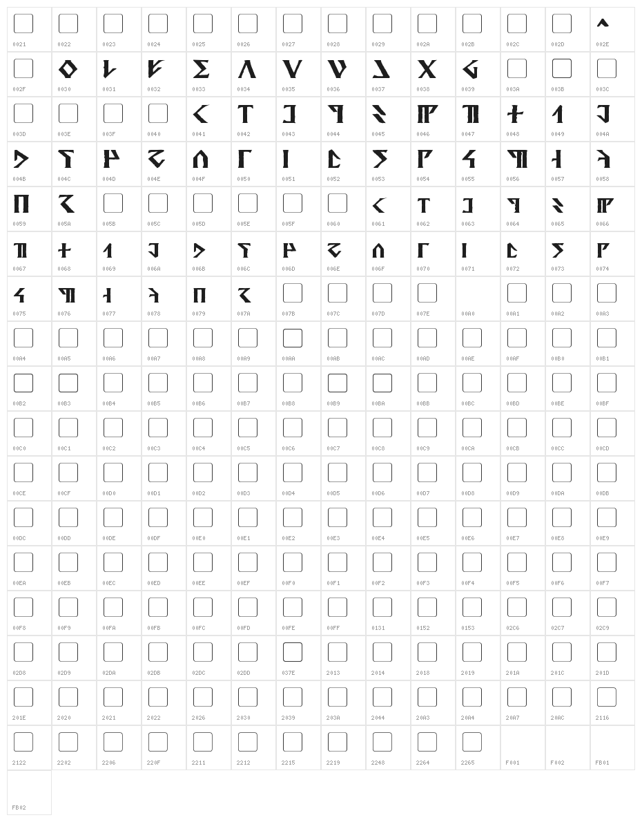 Davek Bold Character Map