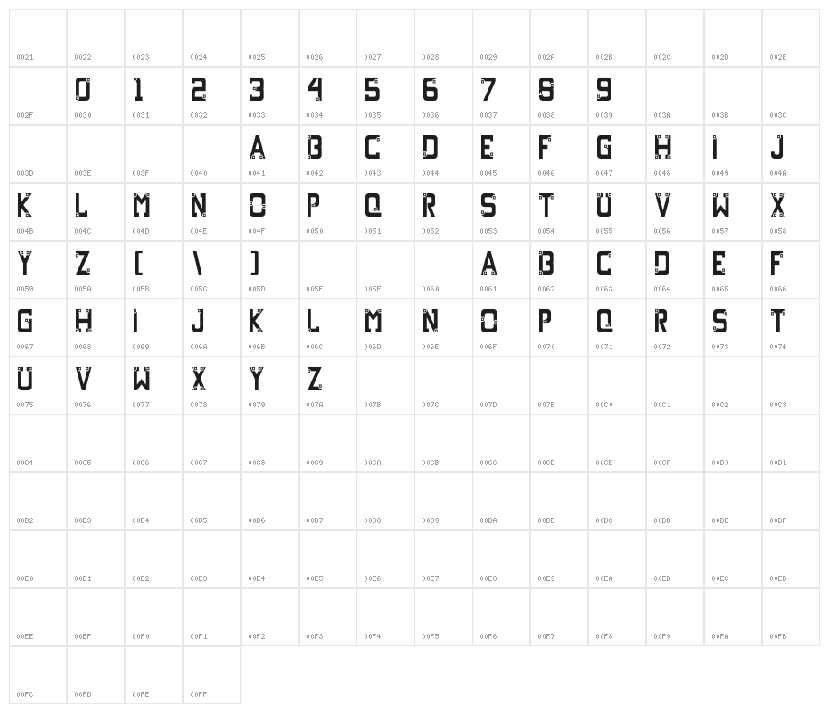 Davenhall Demo Character Map