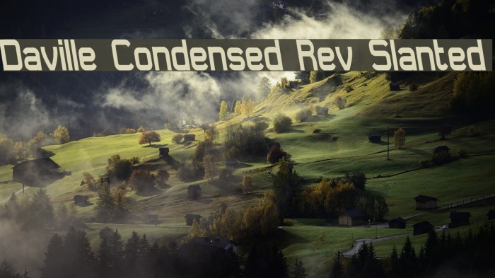 Daville Condensed Rev Slanted Font examples