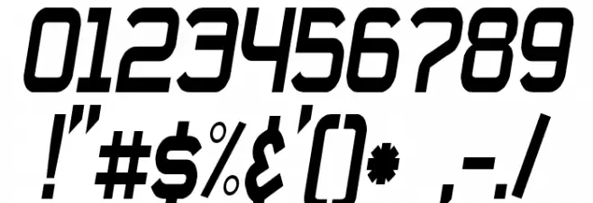 Daville Condensed Slanted Font OTHER CHARS