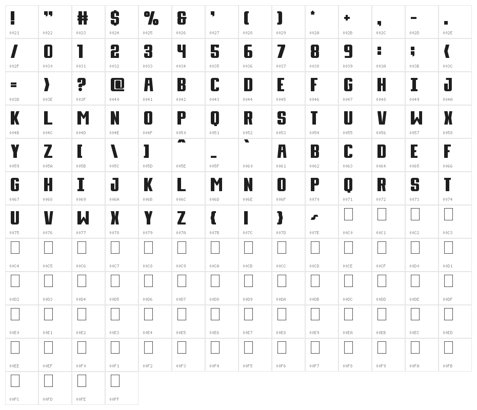 Day Display Character Map