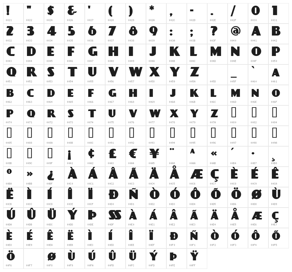 DayPosterBlack Character Map