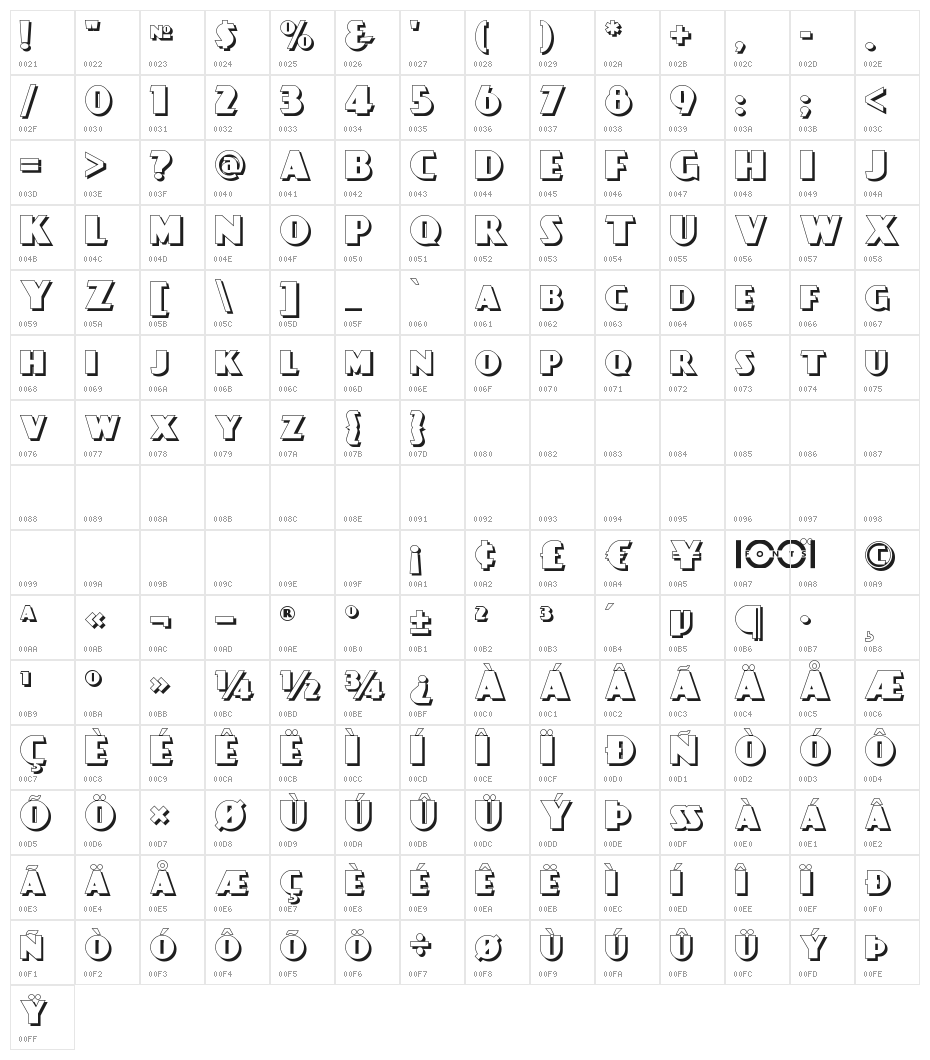 DayPosterShadowNF Character Map