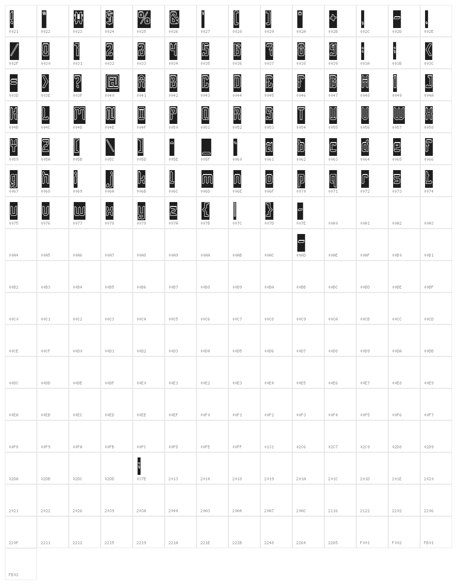Dayak Shield-Hollow-Inverse Character Map
