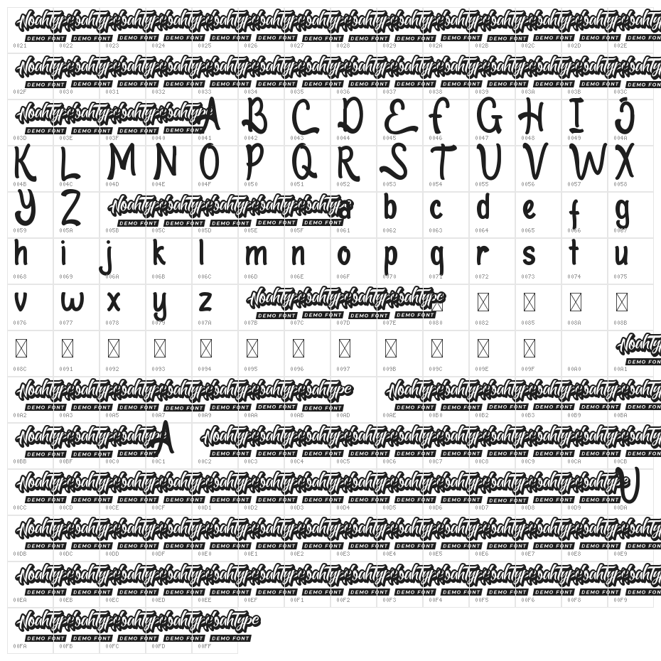 Daybook Demo Character Map