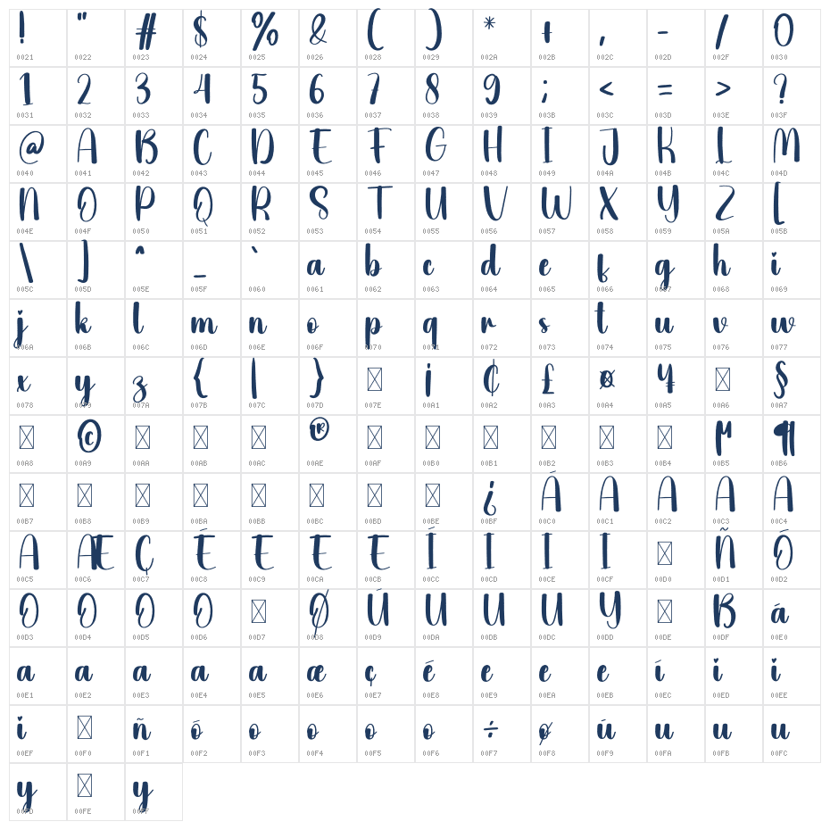 Daylight2 Character Map