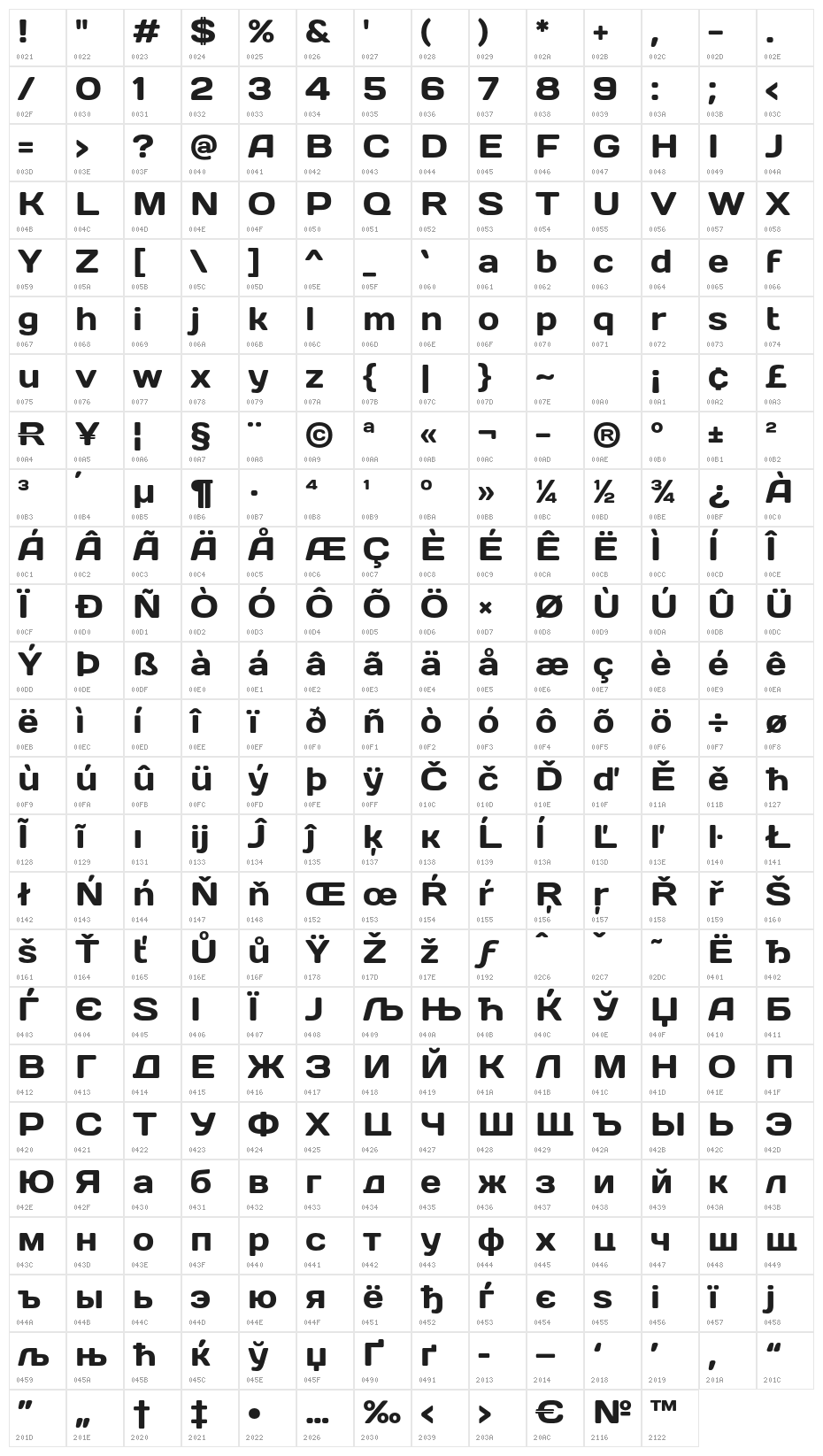 DaysOne-Regular Character Map