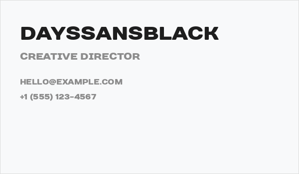 DaysSansBlack Business Card