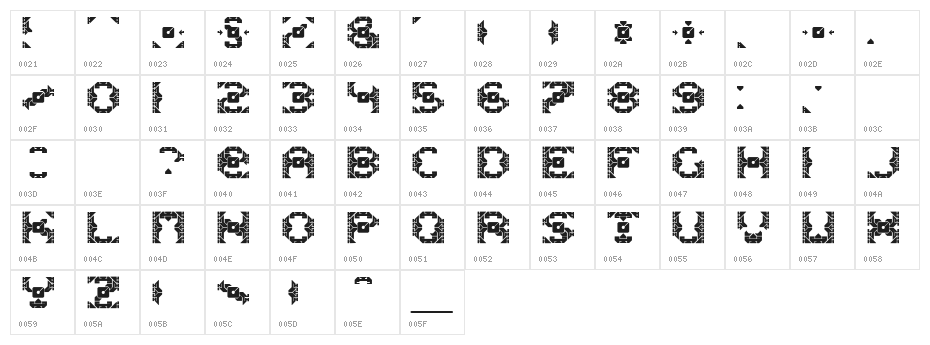 Dazzle Ships Character Map