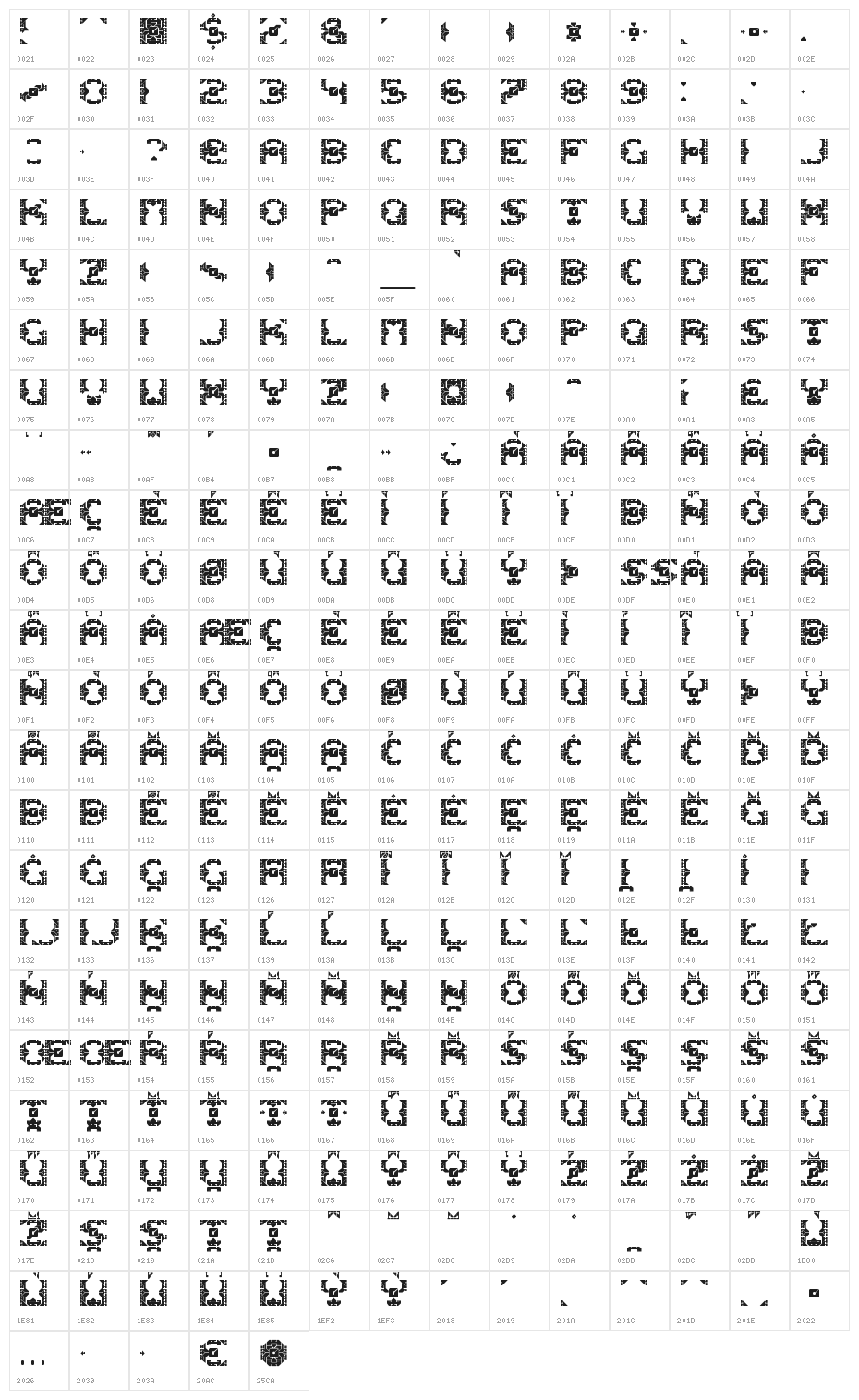 DazzleShips-Regular Character Map