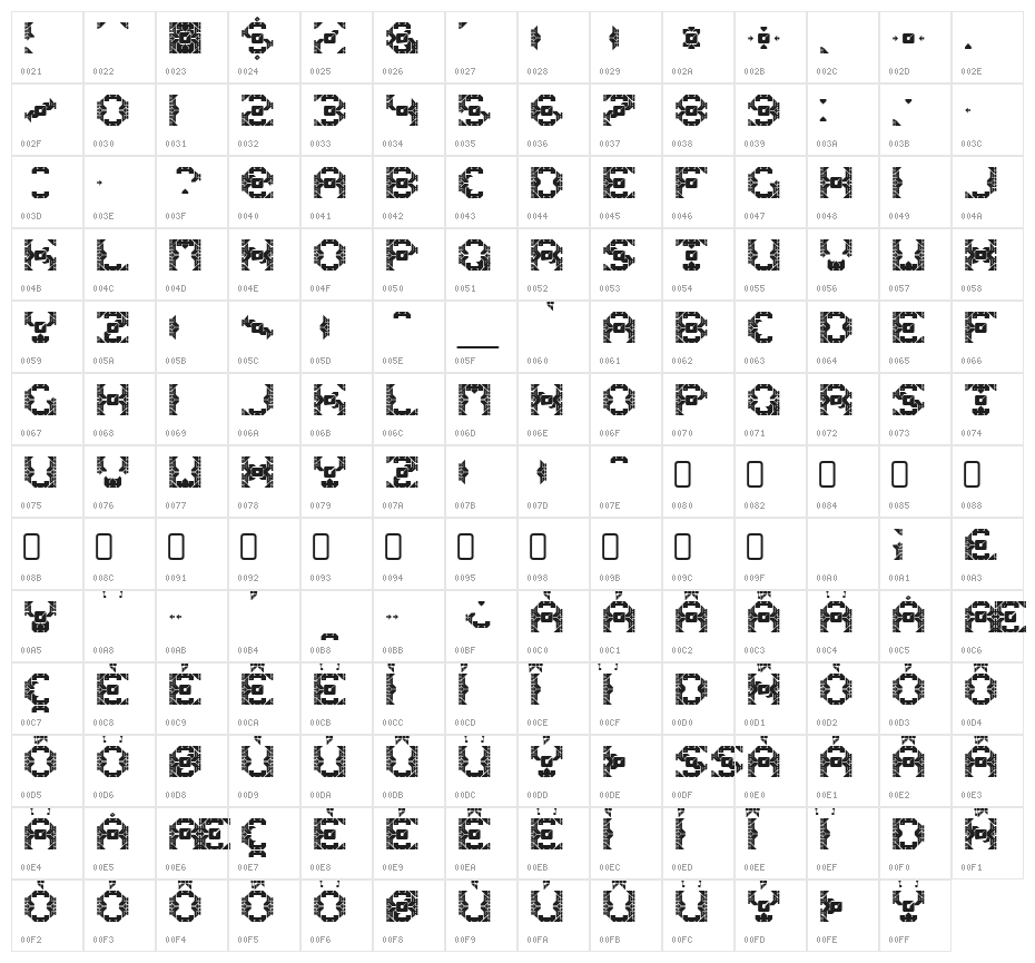 DazzleShips-Regular Character Map