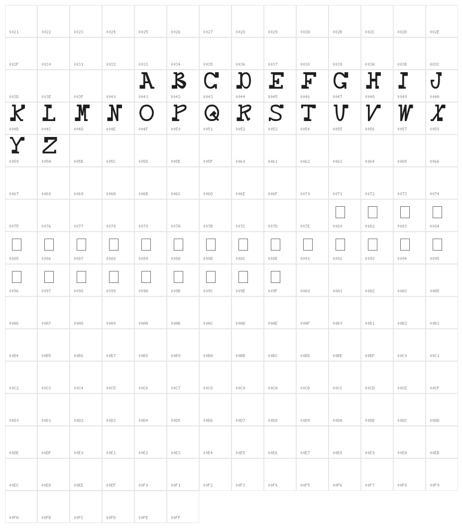 daBossCAPS Character Map