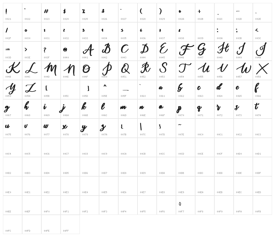 daylight-Regular Character Map