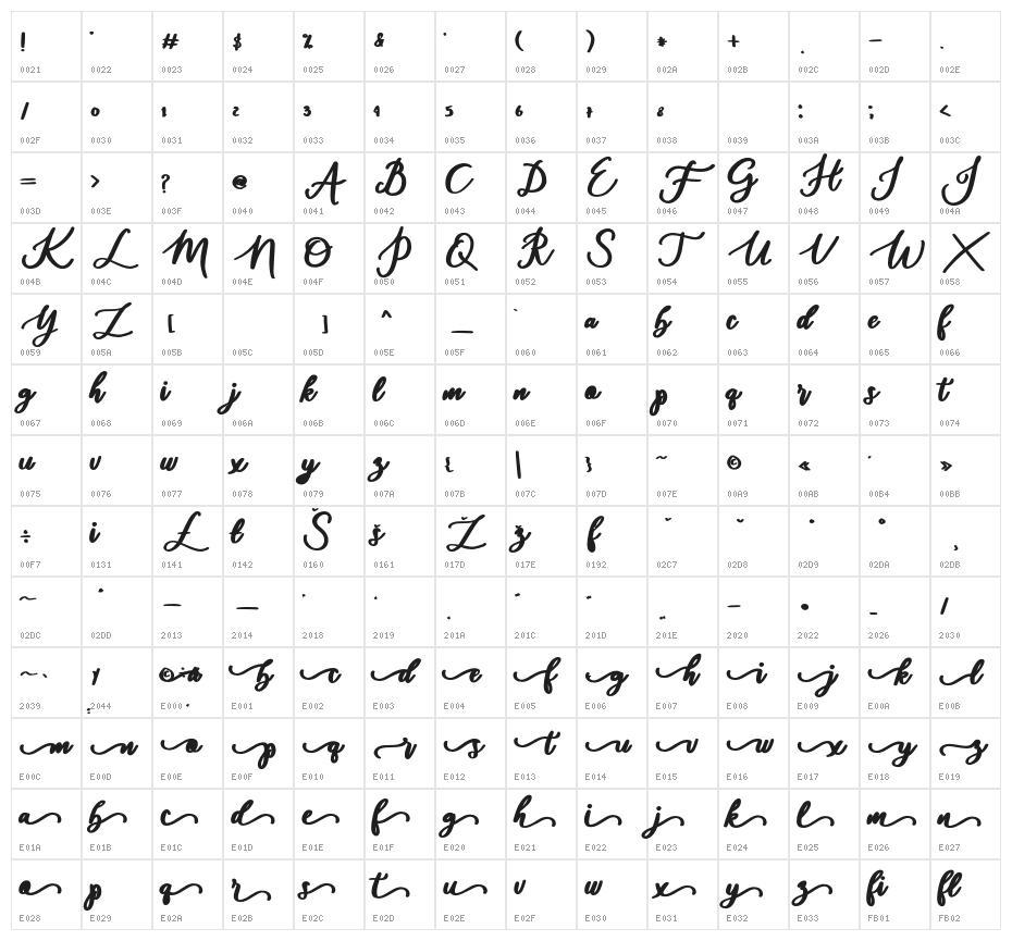 daylight-Regular Character Map