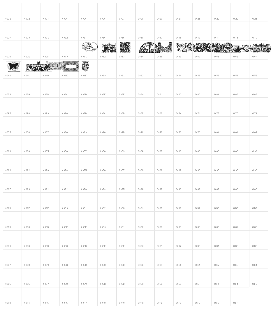 DBL Celtic Character Map