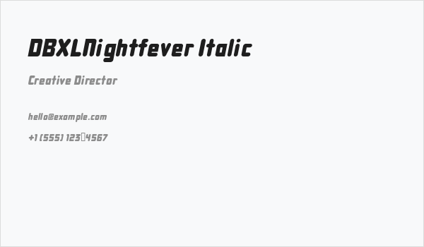 DBXLNightfever Italic Business Card