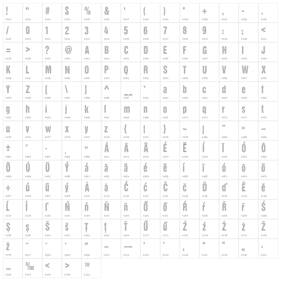 DCC-StainedAliens Character Map
