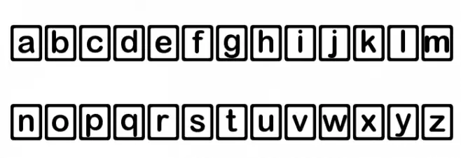 DDD Round Square Schriftart Kleinbuchstaben