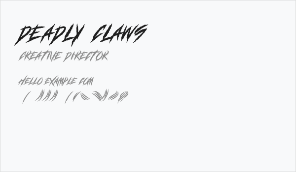 DEADLY CLAWS Business Card