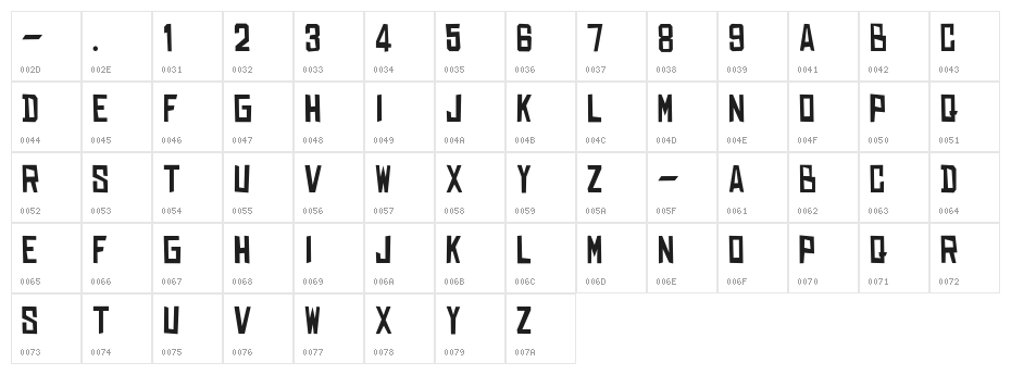 DEAR-RADITAS Character Map