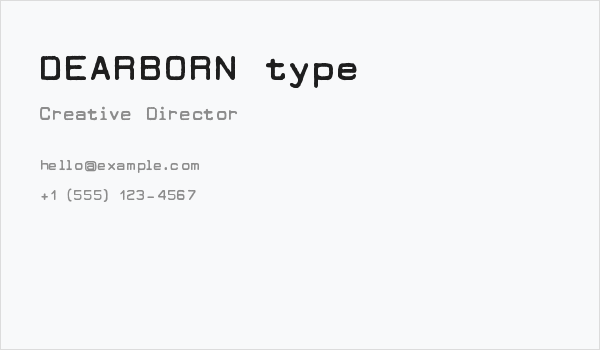 DEARBORN type Business Card