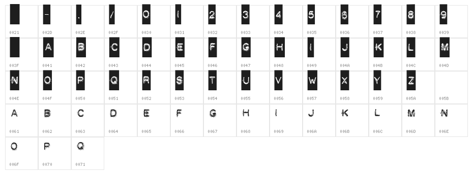 DEATH STRUGGLE Character Map