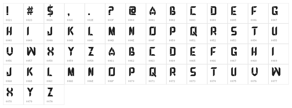 DEBROSEE Character Map