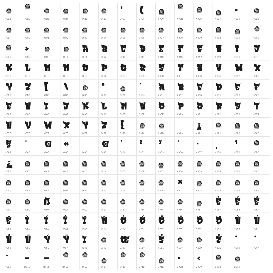 DECAF Personal Use Character Map