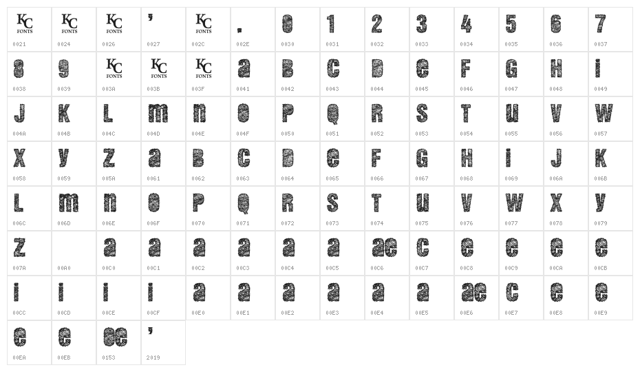 DEMENTO DEMO Character Map