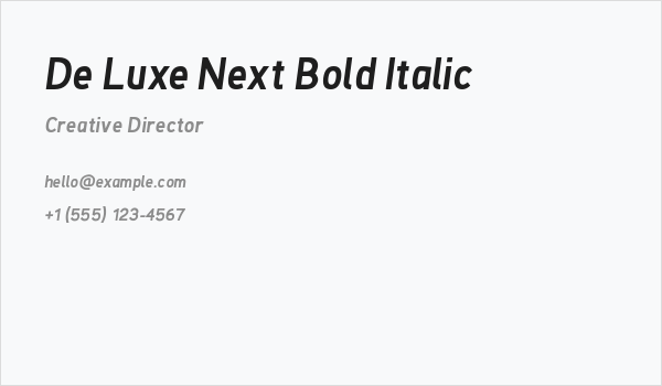 De Luxe Next Bold Italic Business Card