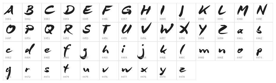 DeBorstelBrushReduced Character Map