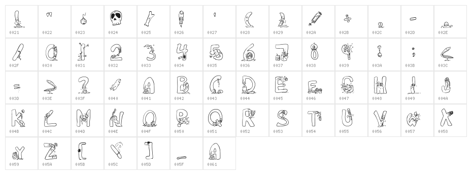 DeCAPitated Medium Character Map