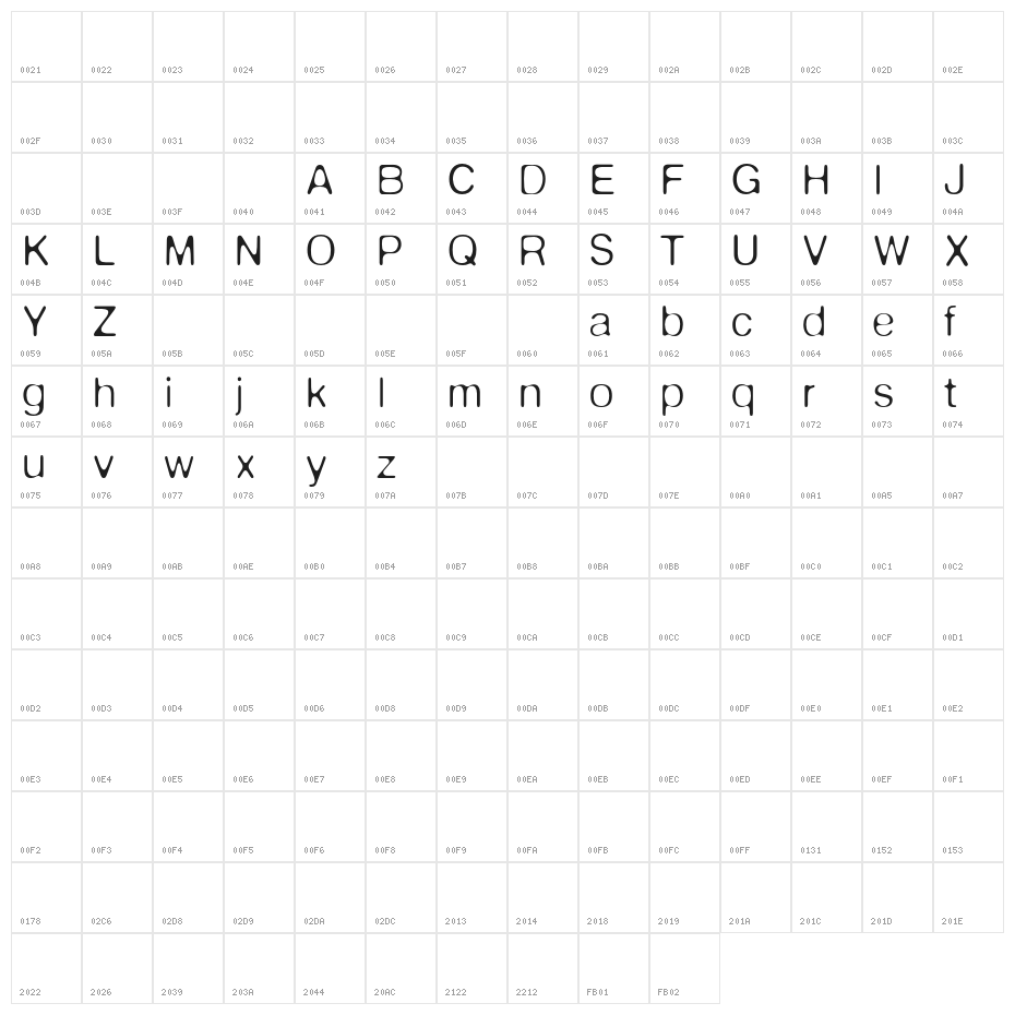 DeFonte-Legerreduit Character Map