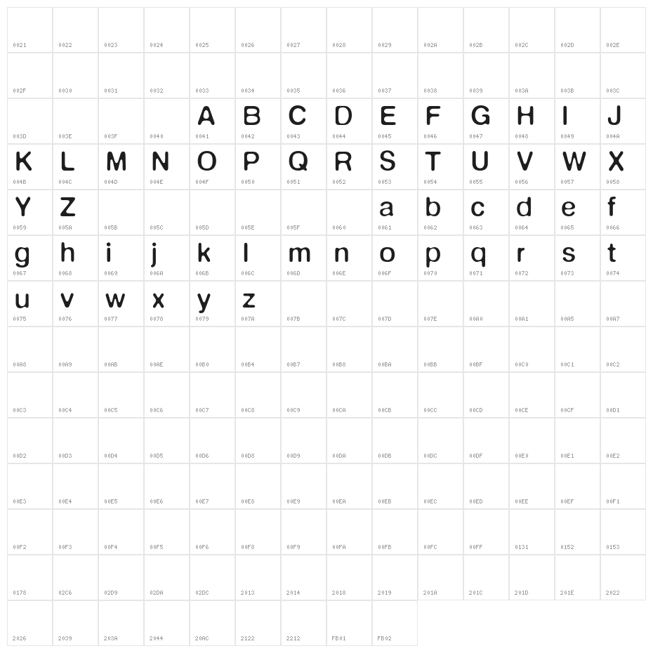 DeFonte-Normalereduit Character Map