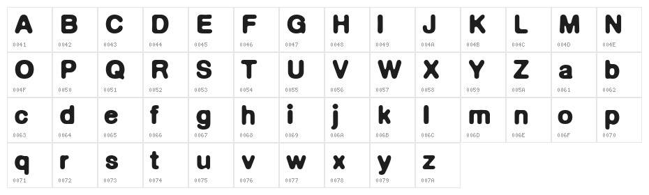DeFonte Reduced DemiGras Character Map