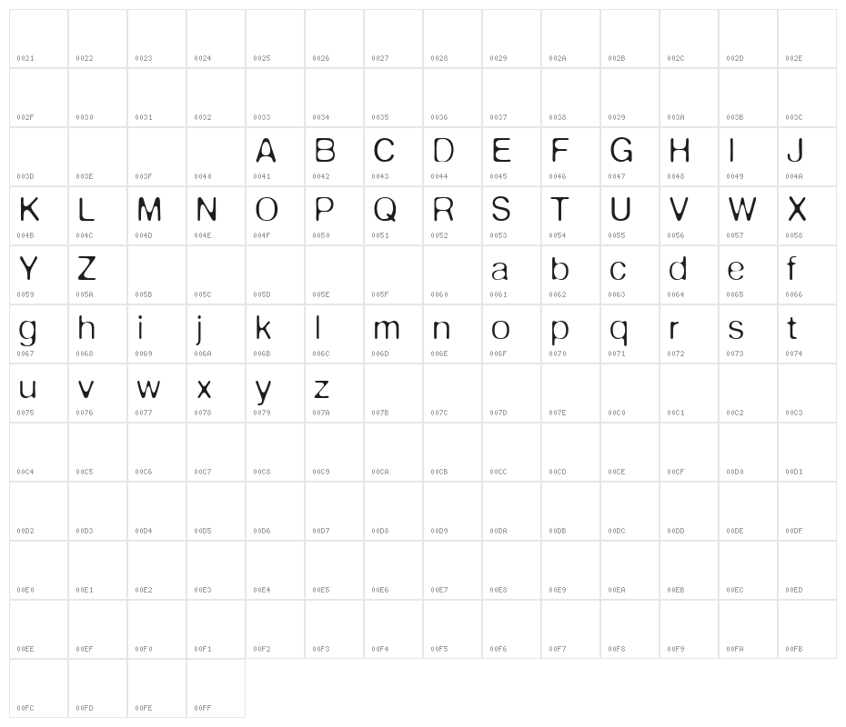 DeFonte Reduced Leger Character Map