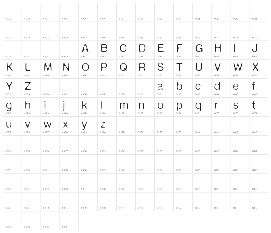 DeFonte Reduced Leger Character Map