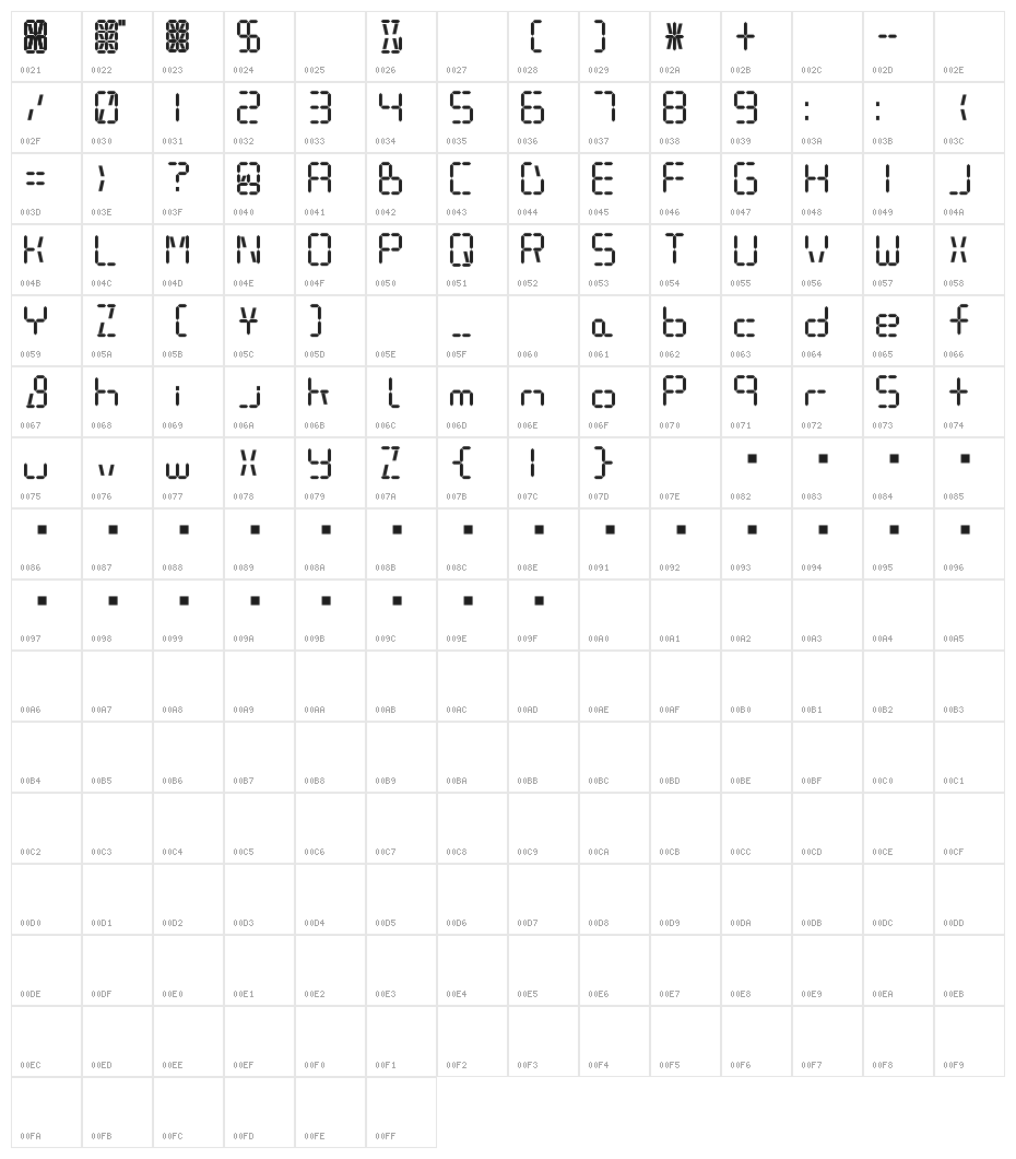 DeJi Bold Character Map