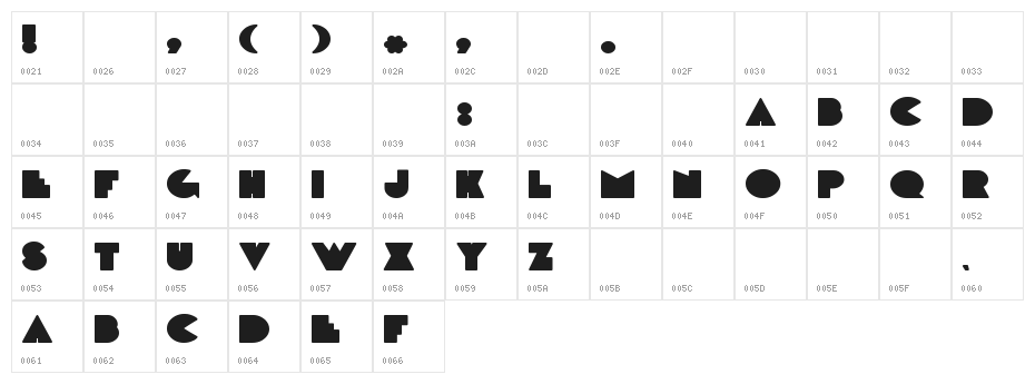 DeLarge Bold Character Map