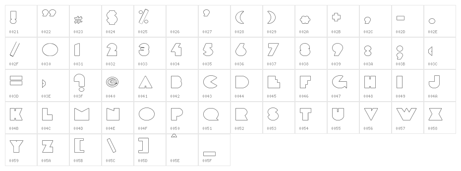 DeLarge Outline Character Map