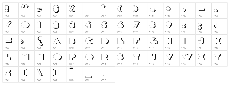 DeLarge Shadow Character Map