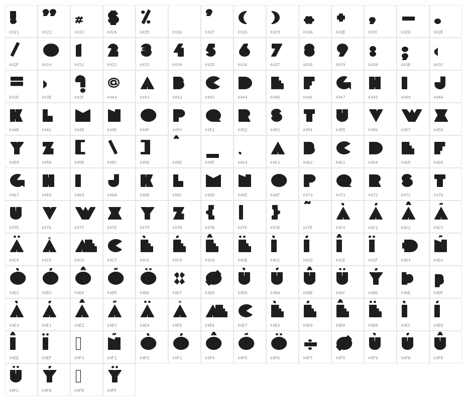 DeLarge Character Map