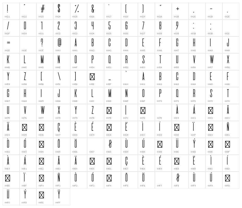 DeValencia-Regular Character Map