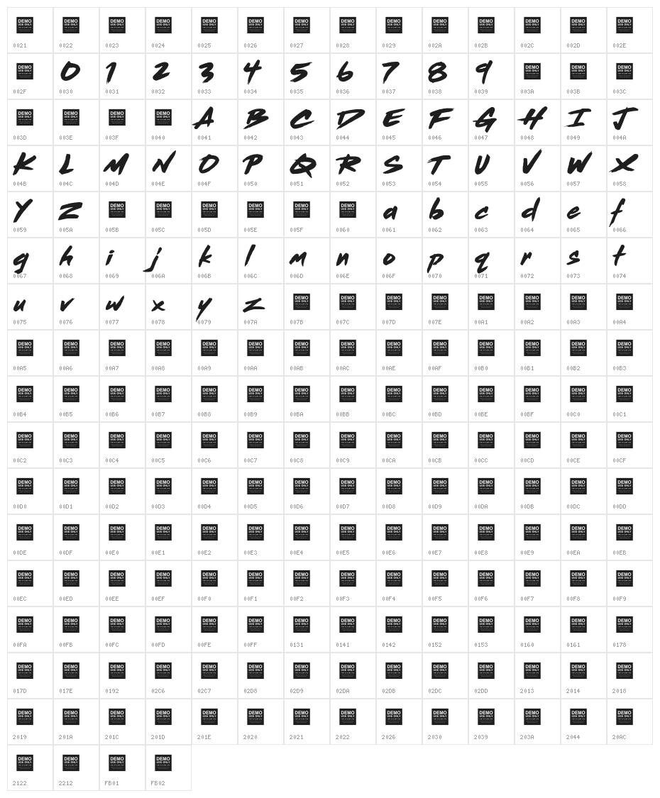 Dead Stock Character Map
