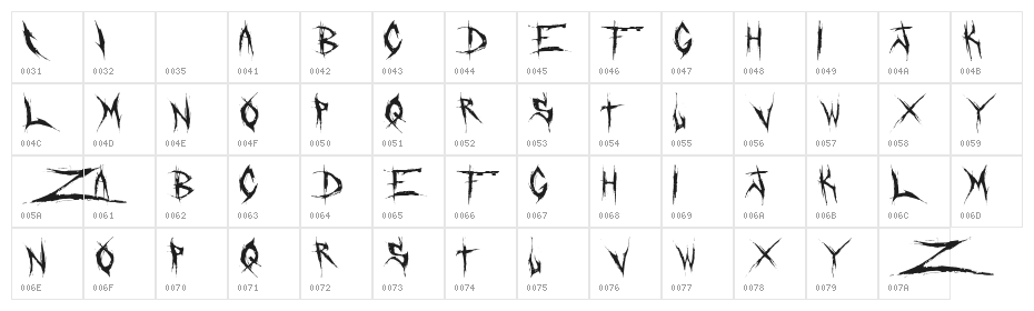 DeadBitch Regular Character Map