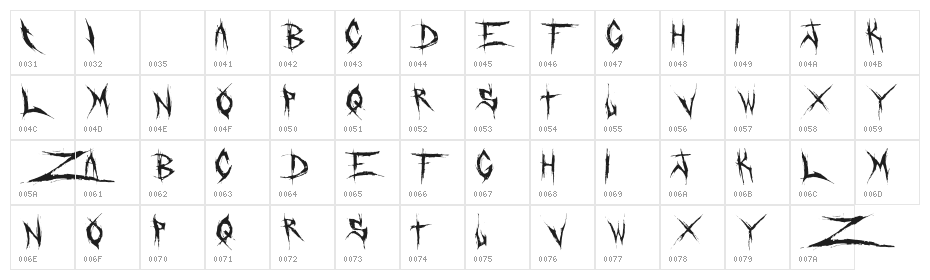 DeadBitch-Regular Character Map