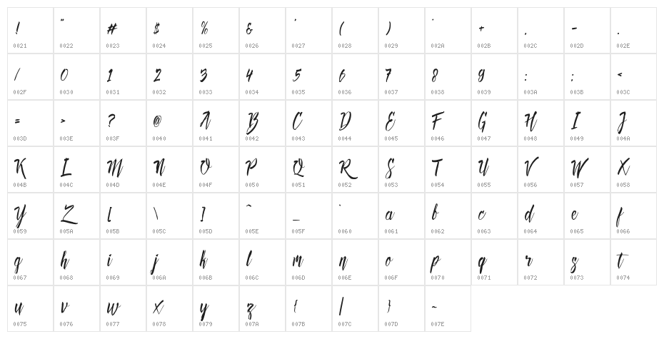 Deadhead Brush Character Map